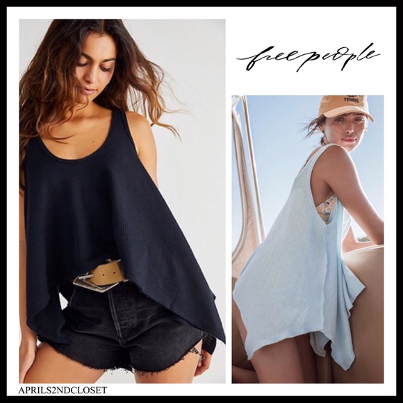 FREE PEOPLE BOHO FLOWY TOP BOHEMIAN TUNIC TANK SLEEVELESS BLACK KNIT TEE A3C - Picture 9 of 15